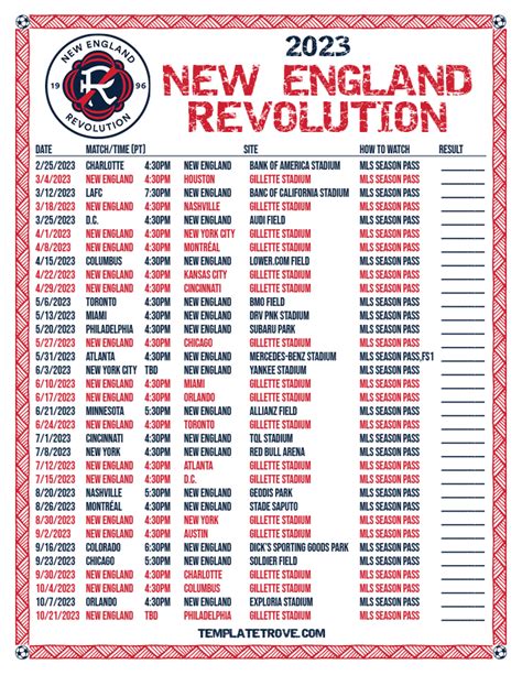 New England Revolution Schedule 2023