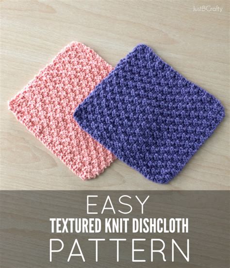 New Free Pattern Textured Knit Dishcloth Pattern by Just Be Crafty