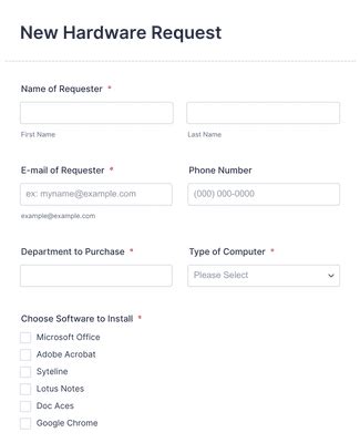 New Hardware Request Form Template Jotform