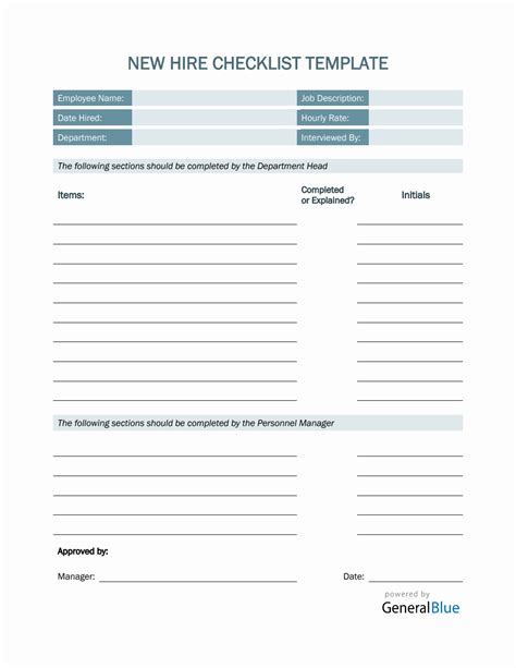 New Hire Checklist Template in PDF