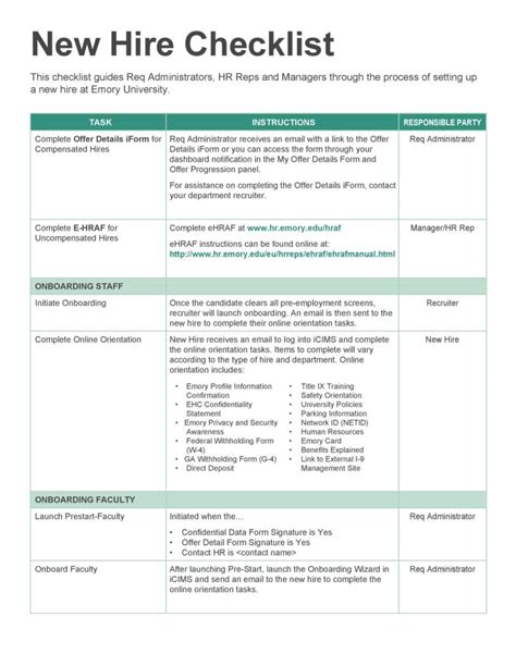 New Hire Process Template