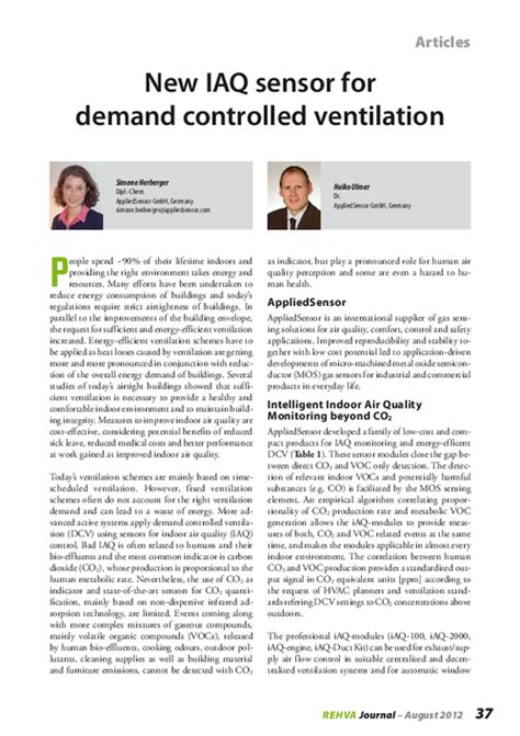 New IAQ sensor for demand controlled ventilation - REHVA