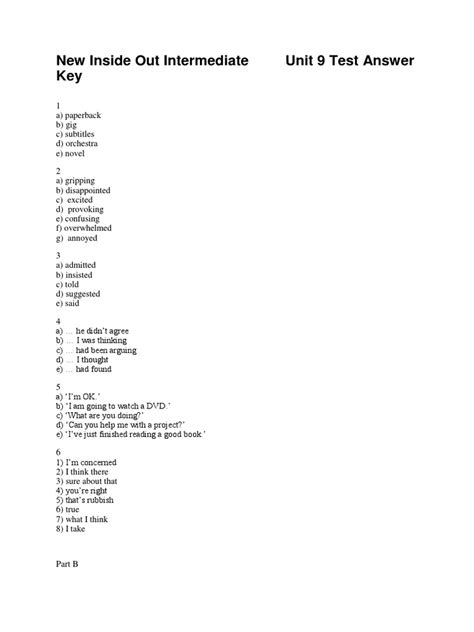 New Inside Out Intermediate Student Answer Key