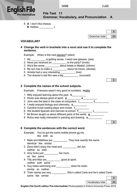 New Intermediate Pre English Test File