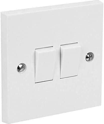 New Light Switch 2 Gang 2 Way White Plastic 10Amp, Double …