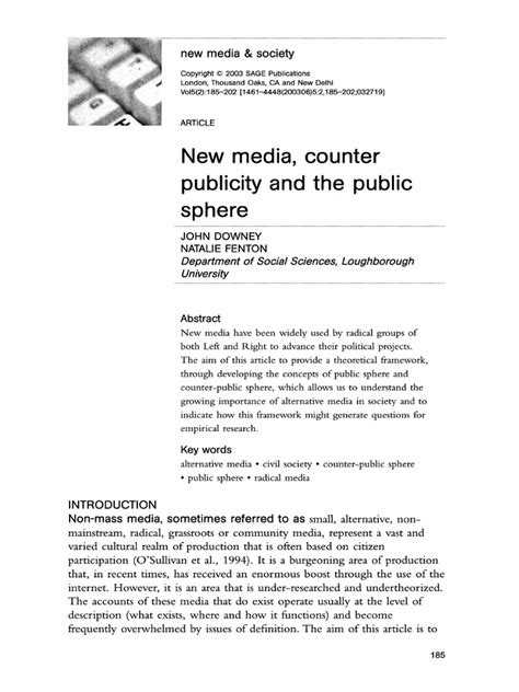 New Media, Counter Publicity and the Public Sphere