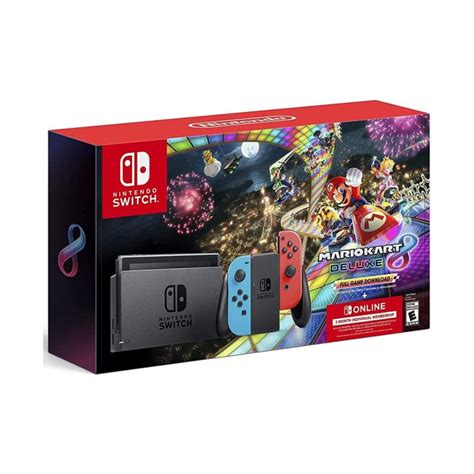 New Nintendo Switch Azul e Vermelho Neon + Jogo Mario Kart 8