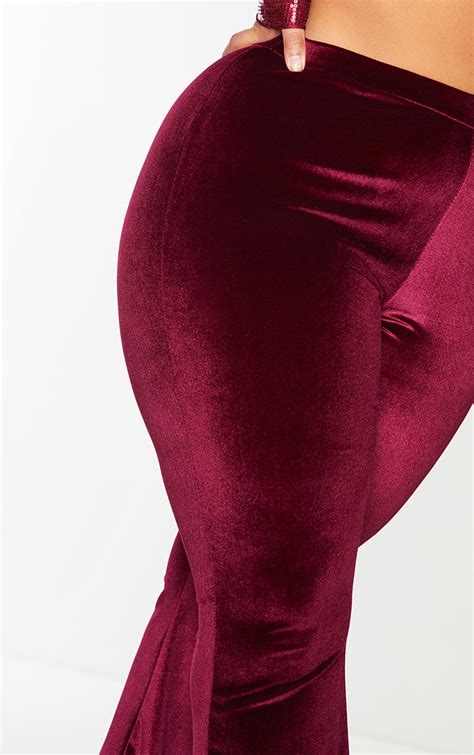 New PLUS SIZE Womens BURGUNDY WIDE FLARE …