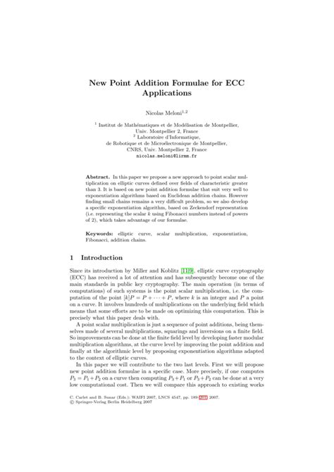 New Point Addition Formulae for ECC Applications