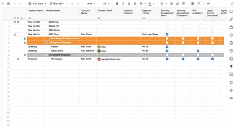New Vendor Request with Form Smartsheet