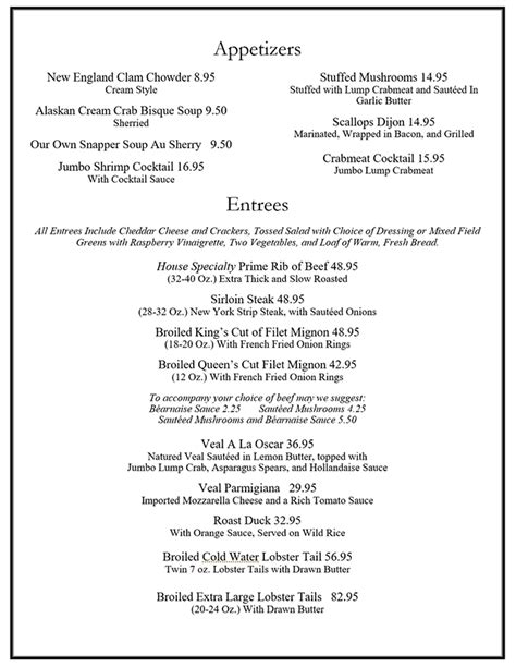 New Year’s Eve Menu Seven Stars Inn