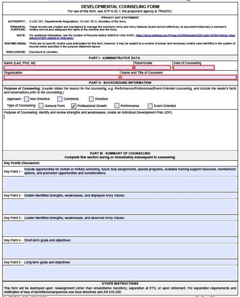 New army counseling form. DA FORM 4856, JUL 2014. PREVIOUS EDITIONS ARE OBSOLETE. Plan of Action (Outlines actions that the subordinate will do after the counseling session to reach the agreed upon goal(s). The actions must be specific enough to modify or maintain the subordinate's behavior and include a specified time line for implementation and … 