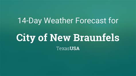 Point Forecast: New Braunfels TX. 29.69°N 98.12°W (Elev. 636 ft) Last Update: 3:48 pm CDT Oct 11, 2023. Forecast Valid: 5pm CDT Oct 11, 2023-6pm CDT Oct 18, 2023. Forecast Discussion.. 