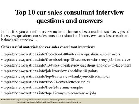 New car sales assistant interview questions and answers
