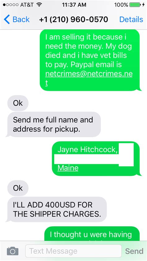 New craigslist scam I