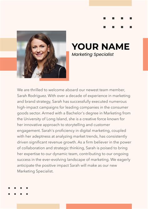 New employee introduction bio sample