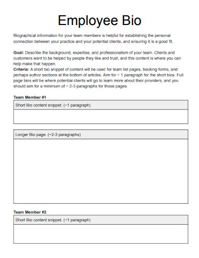 New employee introduction bio sample pdf