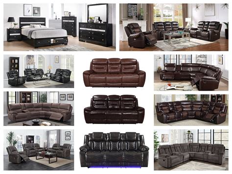 New era furniture. Item: 82703Color: WalnutMaterial: Faux leather upholsterySize: 85" W x 98" D x 39" HWeight: 315 lbs.Cuft: 136 Includes 2 pieces: left-arm facing reclining loveseat with half wedge and right-arm facing reclining loveseat with half wedge and console 