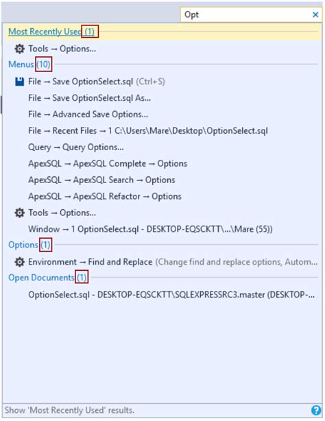 New feature in SQL Server Management Studio 2016 Quick Launch