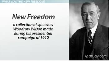 New freedom apush definition. the progressives. Whose plan was the New Nationalism program? Roosevelt. What did the New Nationalism program call for (5)? more active govt role in economic and social affairs, continued consolidation of trusts and labor unions, woman suffrage, minimum wage laws, and socialistic social insurance. Overall, what did the New Freedom program focus on? 