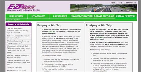 New hampshire easy pass. NH E-ZPass website. Online access to your account, online NH E-ZPass Application, Road and Travel Conditions, FAQ's, and participating NH E-ZPass facilities. 