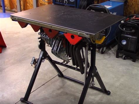 The steel surface of this adjustable welding table gives you