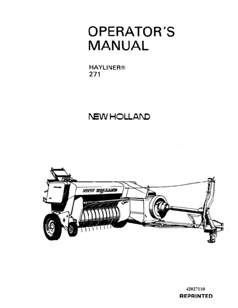 New holland 271 square baler manual. - Política de dios, govierno de christo.