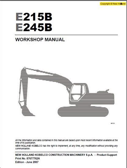 New holland e215b 245b crawler excavator workshop manual. - Manuali per la manutenzione della flotta https ford com.