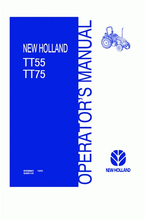 New holland tt55 tt75 tractors operators manual. - En la mula del rey david.