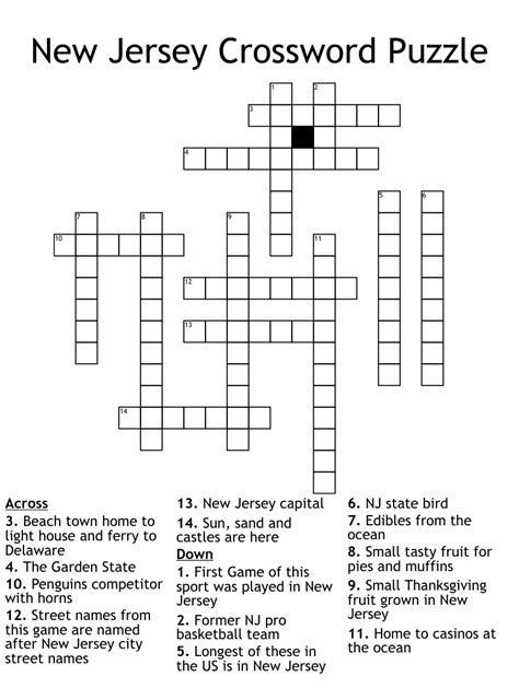 New jersey players crossword clue. Here are all the possible answers for New Jersey player crossword clue which contains 5 Letters. This clue was last spotted on October 14 2023 in the popular Thomas Joseph Crossword puzzle. 