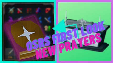 New prayers osrs. Prayer is a secondary combat skill in which you can call on the gods of RuneScape to give yourself powers you normally would not have. As your Prayer skill grows higher, you will be able to perform much stronger prayers. The higher Prayer you have the longer your prayers will last. Prayer can be leveled up by burying or scattering various types ... 