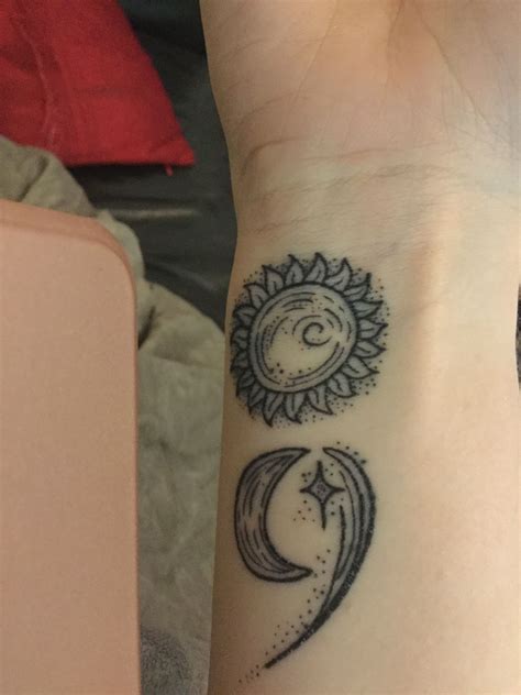 New tattoo semi colon sun moon and stars Semicolon tattoo, Tattoos