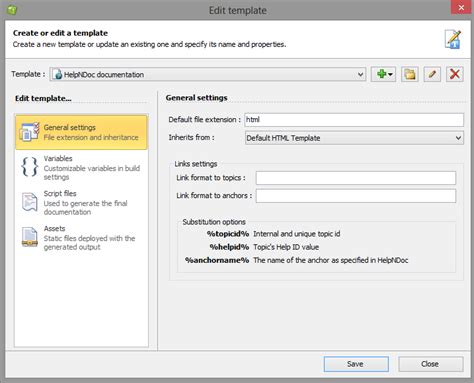 New template editor for HTML based documentation in HelpNDoc 4.7 HelpNDoc