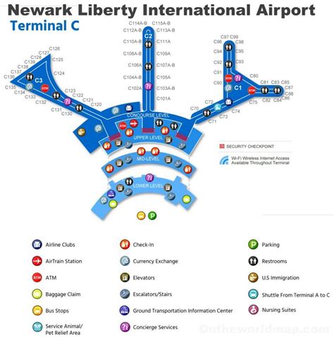  Facilities at Newark Liberty International Airport. More than 30 airlines offer domestic and international flights from EWR, which is a hub for United. Passengers flying from Denver International Airport (DEN) to Newark Liberty International Airport (EWR) will arrive at terminal A, B or C. .