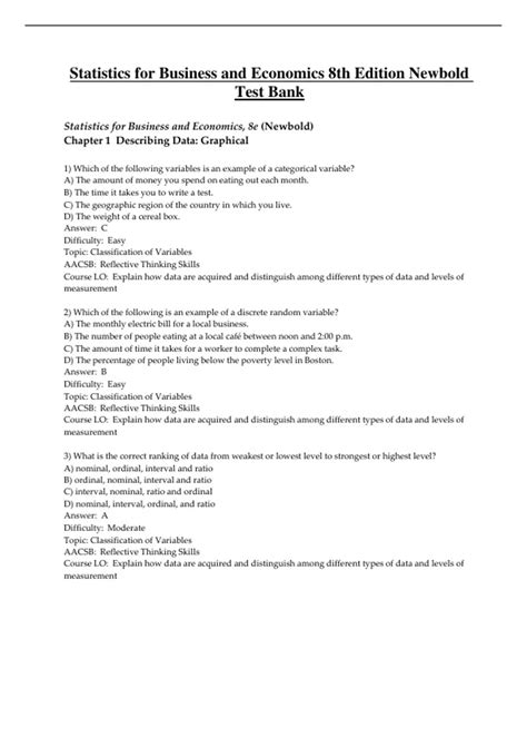 Newbold Statistics For Business And Economics Answers