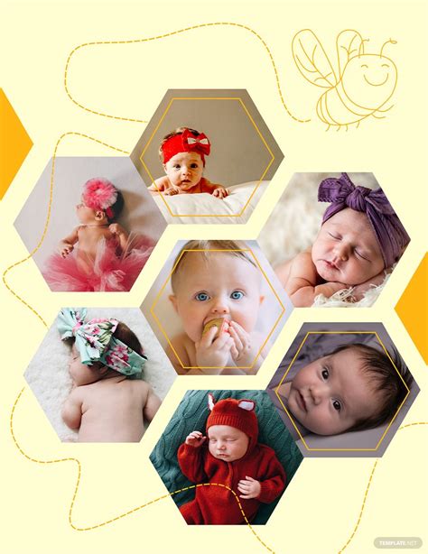 Newborn Photo Collage Template in InDesign