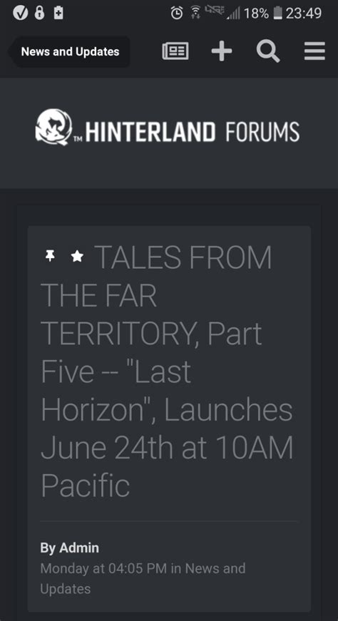 News and Updates Hinterland Forums.