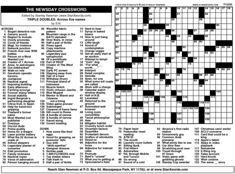 Jul 9, 2023 · Our Newsday Crossword July 9, 2023 answers guide should help you finish today’s crossword if you’ve found yourself stuck on a crossword clue. The Newsday Crossword is a syndicated crossword that is published across different apps and websites each day. It is one of the “easier” crosswords to work on …