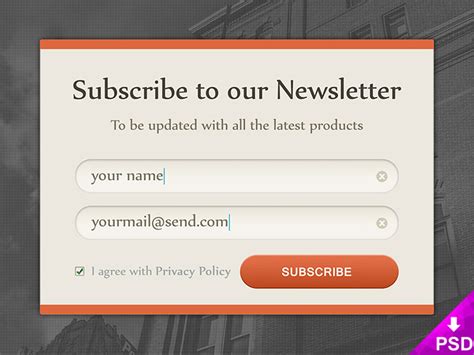Newsletter Subscription Form Design Free PSD Download PSD