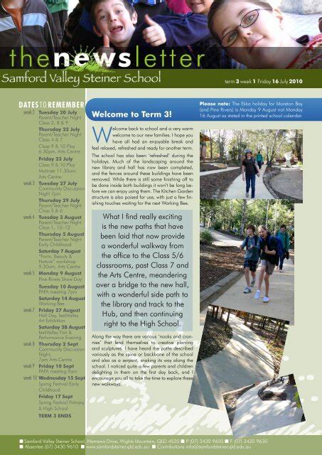 Newsletter Term 3 Week 1 - Samford Valley Steiner School