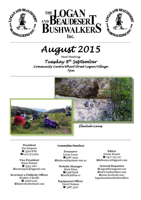 Newsletter aug15 by loganbeaudesertbushwalkers - Issuu