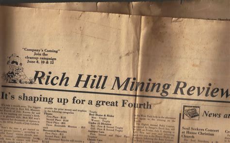 Newspaper Abstracts Rich Hill Mining Review