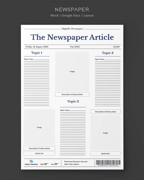 Newspaper Article Layout Template For Word Database