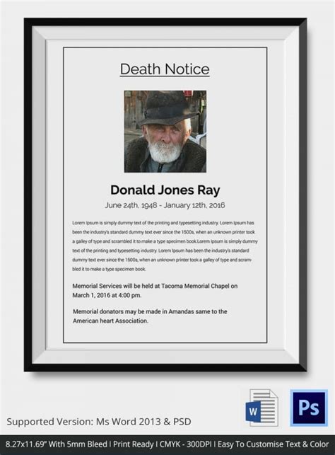 Newspaper Death Notice Template