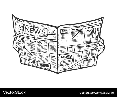 Newspaper in hands sketch Royalty Free Vector Image