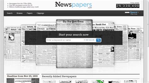 Newspapers com subscription. The largest online newspaper archive, established in 2012. Used by millions every month for genealogy and family history, historical research, crime investigations, journalism, and entertainment ... 