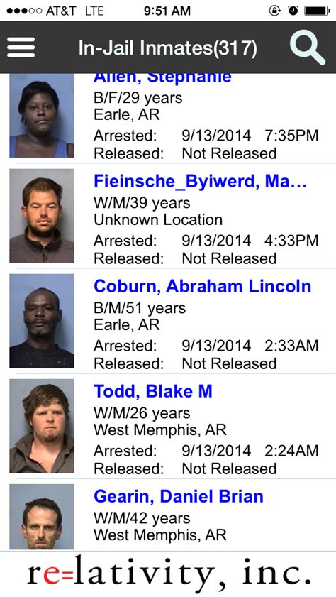 Search for any inmate in custody (or released) who has recently 