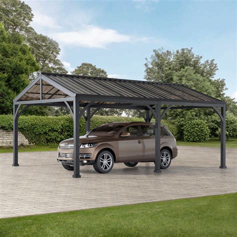 Newville carport. Buy Now Description Protect your vehicles, boat, trailers, etc. from damaging sun rays, hail, rain or snow with the Newville carport. Made from a durable powder-coated rust-resistant steel frame and polycarbonate roof this struture will last the test of time and require very little maintenance. 