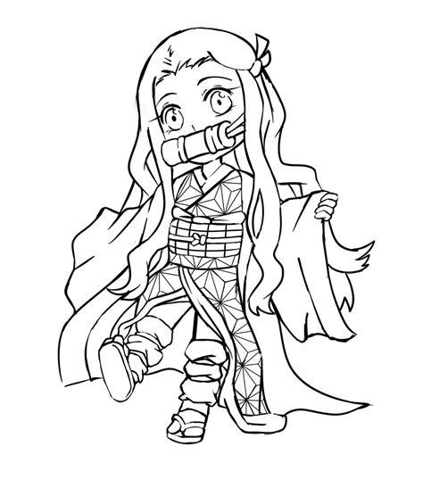 Nezuko from Demon Slayer Coloring Page Free Printable Coloring Pages