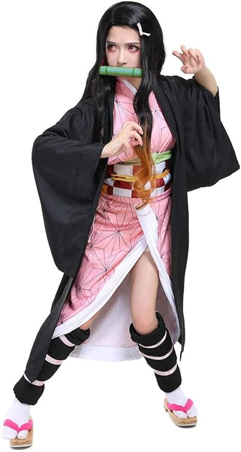 Become a demon this Halloween when you wear this officially licensed Nezuko costume! This costume includes a dress, kimono, obi, shin wraps, and muzzle, giving you everything you need to transform in Nezuko Kamado. Show love for Demon Slayer and look good doing it!.